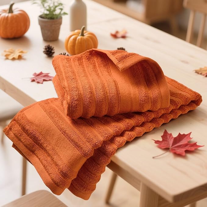 Jacquotha Orange Hand Towels Set of 2