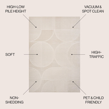 JONATHAN Y Nordby High-Low Arch Striped Ivory/Cream Indoor/Outdoor Area Rug, 8x10, Modern, Contemporary, Geometric, Bohemian, Bedroom, Kitchen, Living Room,Non Shedding (SCN104B-8)