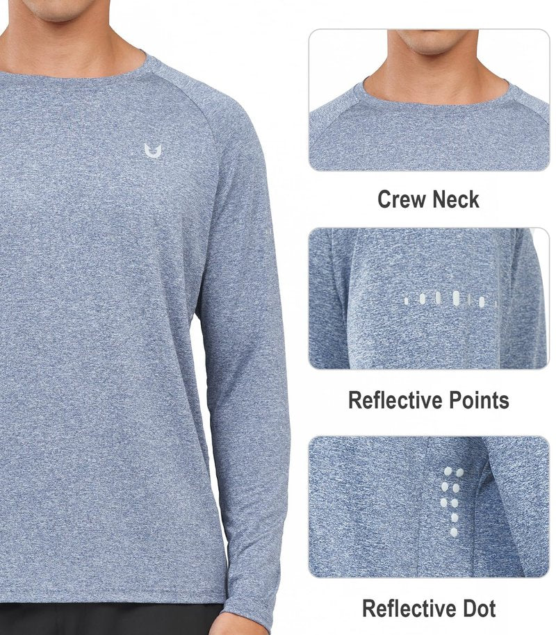 NORTHYARD Men's Sun Protection Shirts UPF 50+ Long Sleeve Swim Rash Guard Shirt Running Workout Athletic Hiking UV Fishing BLUEHEATHER L
