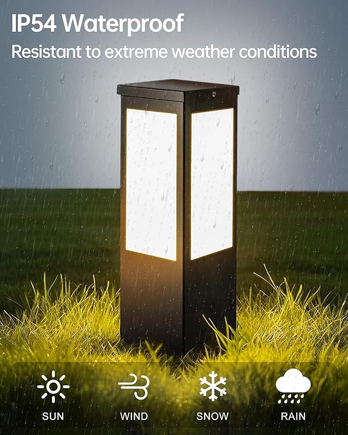 Outdoor Landscape Path Light E26 Bollard Lighting Fixture IP54 Waterproof Pathway Light with Stainless Steel Garden Floor Lamp Outdoor Walkway Lights for Lawn Courtyard Driveway Decoration