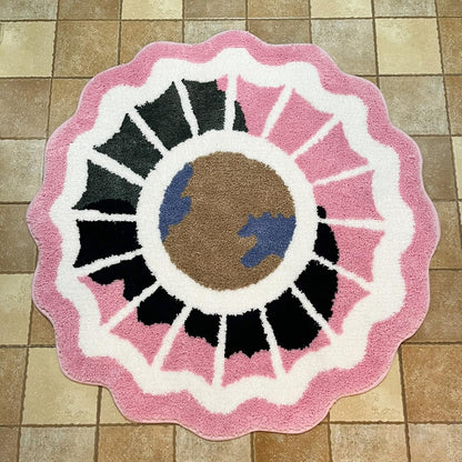 LAKEA Pink Round Tufted Rug Soft Thick Plush Educational Non-Slip Durable Easy Clean Bedroom Friendly Global Decor (35.4X35.4 inch)