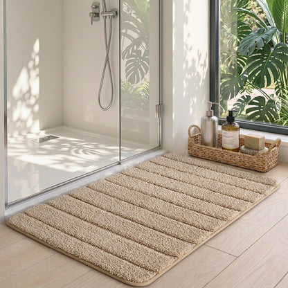 DEXI Bathroom Rugs 24x36, Machine Washable Non Slip Bath Mat, Soft Microfiber Absorbent Quick Dry Bath Rugs for Shower Floor, Sink, Tub, Beige