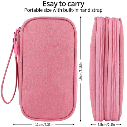 Pink Travel Gadget Bag - Ultimate Cable &accessories Organizer for Chargers, Phones & Memory Cards