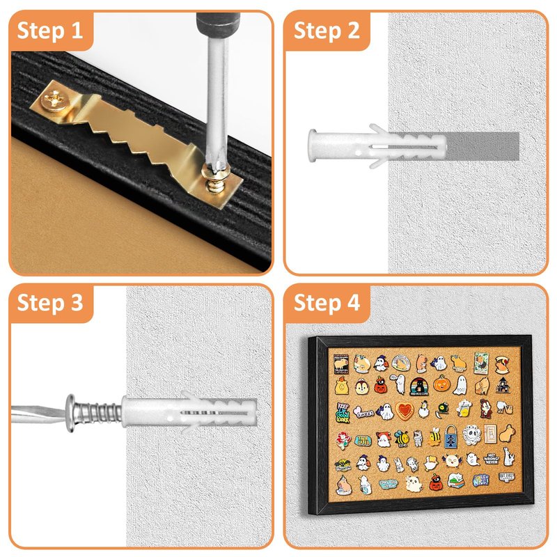 tutata Enamel Pin Display Board, 16'' x 12'' Pin Display Frame, Lapel Pin Holder, Wall Mounted Cork Board for Brooch Pin Storage
