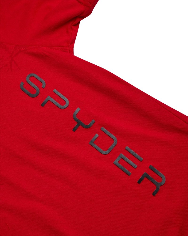 Spyder Mens T Shirt - Lightweight Cotton Blend Short Sleeve Athletic Jersey Shirts for Men for Training Running or Casual, Size Medium, Spyder Red Web