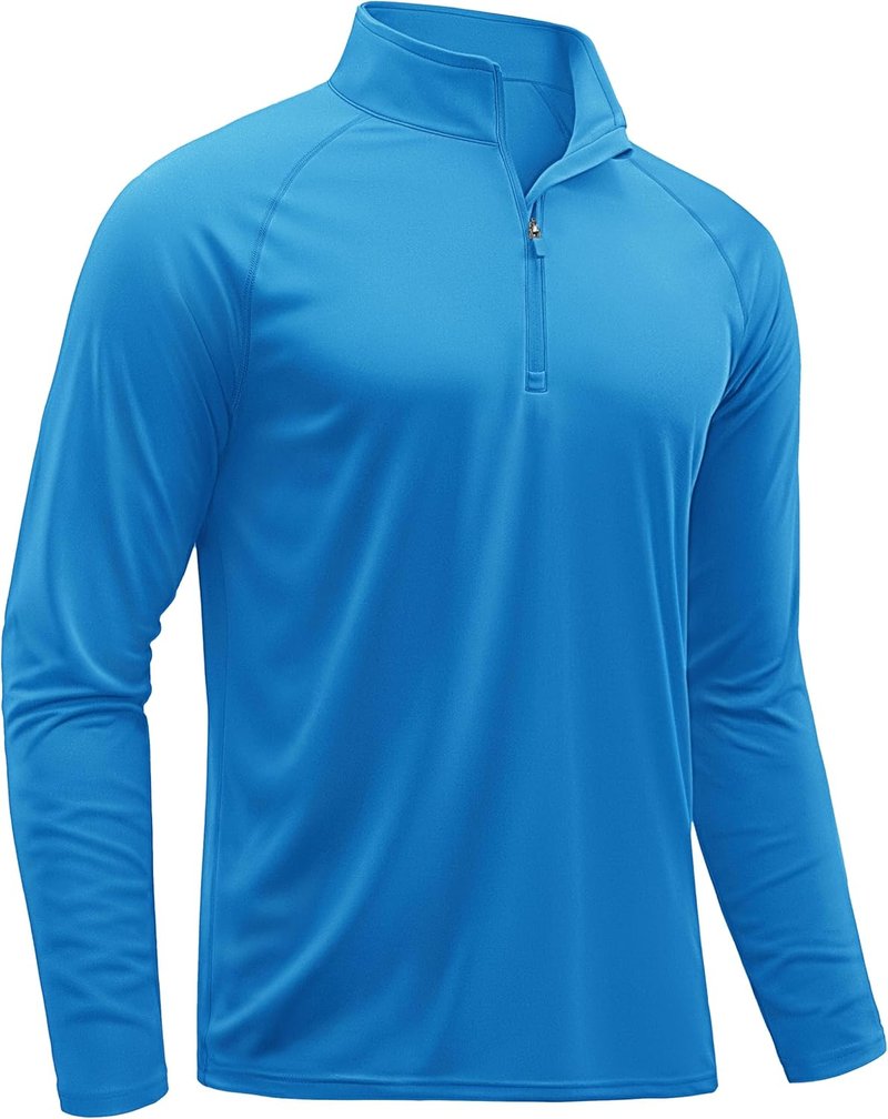 Men's Long Sleeve Athletic Shirt - 1/4 Zip Sun Protection Rash Guard | UPF 50+ Running Tee
