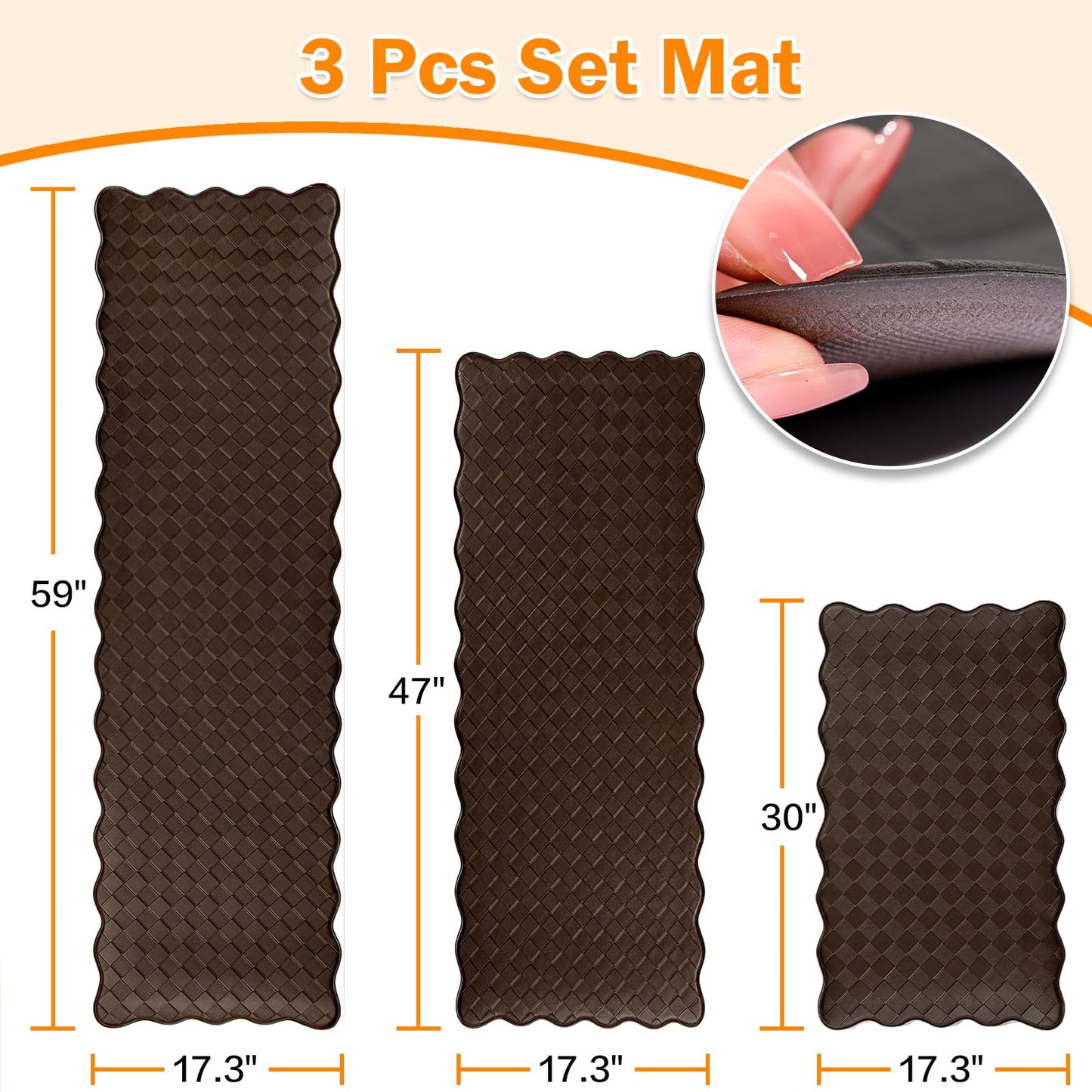 Kitchen Mats for Floor 3 Pcs Kitchen Rugs Non Slip Standing Mat Anti-Fatigue Cushioned Mat Sets Waterproof Kitchen Rug Foam Comfort Mat for Kitchen,Sink,Laundry Floor
