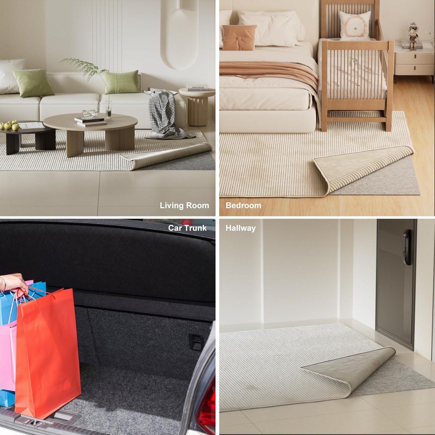 COMFYPAD Felt Rug Pad with Gripper Dots, 2x6 Ft Non-Slip Rug Underpad with PVC Backing, 1/6" Thick Cushioned Carpet Pad Gripper for Hardwood Floors, Vinyl & Tile, Under Rug Padding Floor Protection