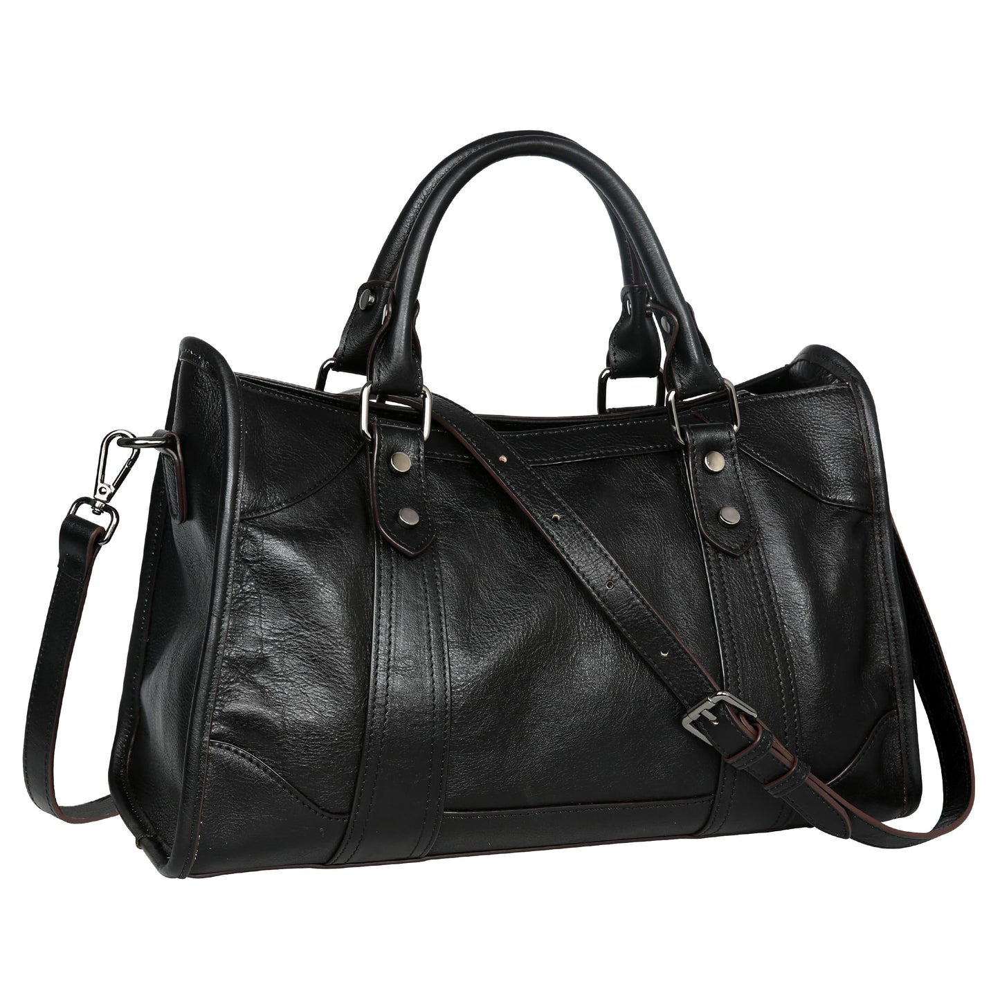 Iswee Black Genuine Leather Purse Crossbody Bags for Women Hobo Bags Designer Shoulder Bag and Handbag Satchel Purses Tote Women Top-handle Bag (Black)