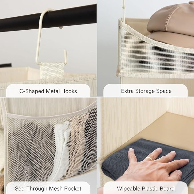 StorageWorks 3-Shelf Hanging Closet Organizer, Adjustable Hanging Closet