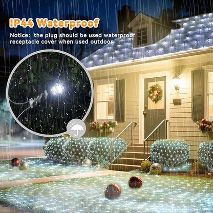 LitHome 21FT x 5FT Christmas Net Lights Outdoor Mesh Lights, 360 LED Cool White Christmas Net Light 8 Modes, Connectable Giant Mesh Light Waterproof Green Wire for Bushes Tree Garden Party Decor