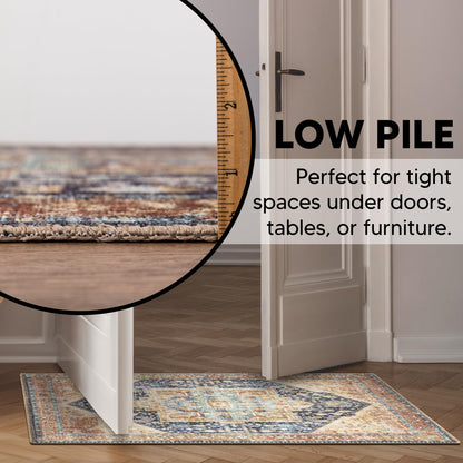 Keen Home Design 2x3 Rug - Machine Washable Entry Rug with Non-Slip Backing, Ideal for Enteryway, Kitchen, Bathroom, Laundry Room - Vintage, Easy Clean, Durable, Low Pile Rug - (2' x 3')