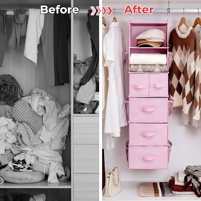 GRANNY SAYS Hanging Closet Organizers and Storage, 6 Shelves Closet Hanging