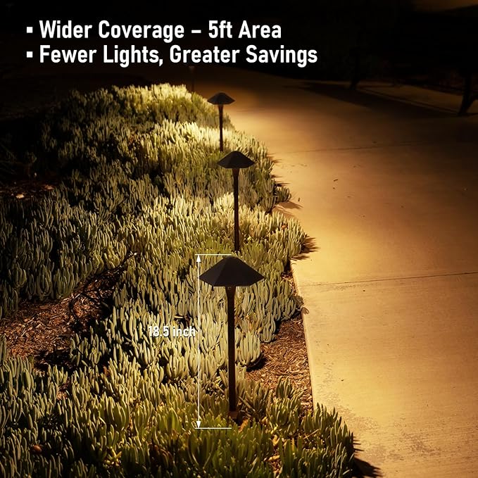 LEONLITE 5CCT Low Voltage Pathway Lights, LED Landscape Path Lights, 1800/2700/3000/4000/5000K, Hexagon Head, 12-24V AC/DC, IP65 Outdoor Walkway Light, Oil Rubbed Bronze Aluminum, Pack of 6