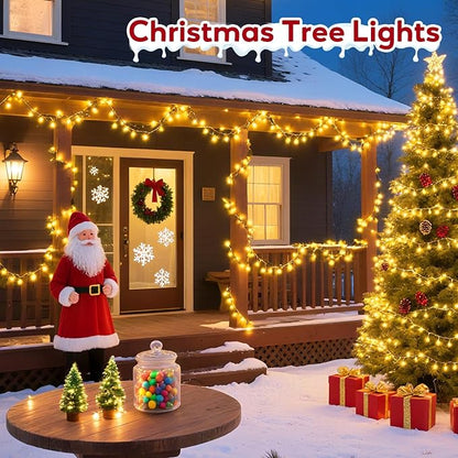 Hishine Outdoor Christmas Lights 49FT 1000LED, String Lights Indoor 8 Modes Waterproof Plug in Christmas Tree Light for Holiday, Warm White