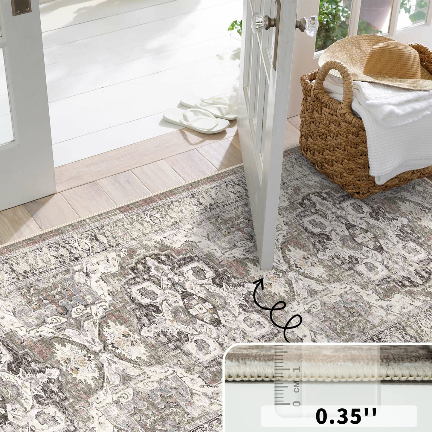 YOUFORTONG 2x12 Runner Rugs for Hallways Soft Kitchen Rug Non Slip Rug Runner with Rubber Backing Washable Non Shedding Farmhouse Runner Rug (Beige/Brown/Grey, 2X12)