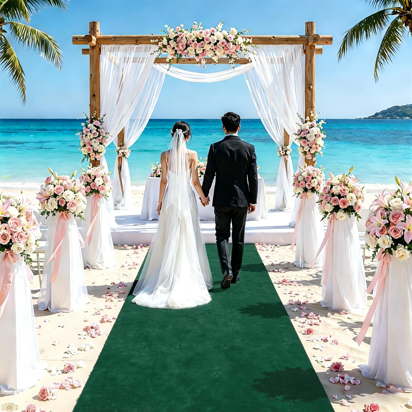 Aisle Runners for Weddings Emerald Green Wedding Aisle Runner 2FTx15FT Luxury Velvet Fabric Carpet Runway Green Aisle Runner for Party Bridal Runner Rug for Ceremony Birthday Event Wedding Decorations