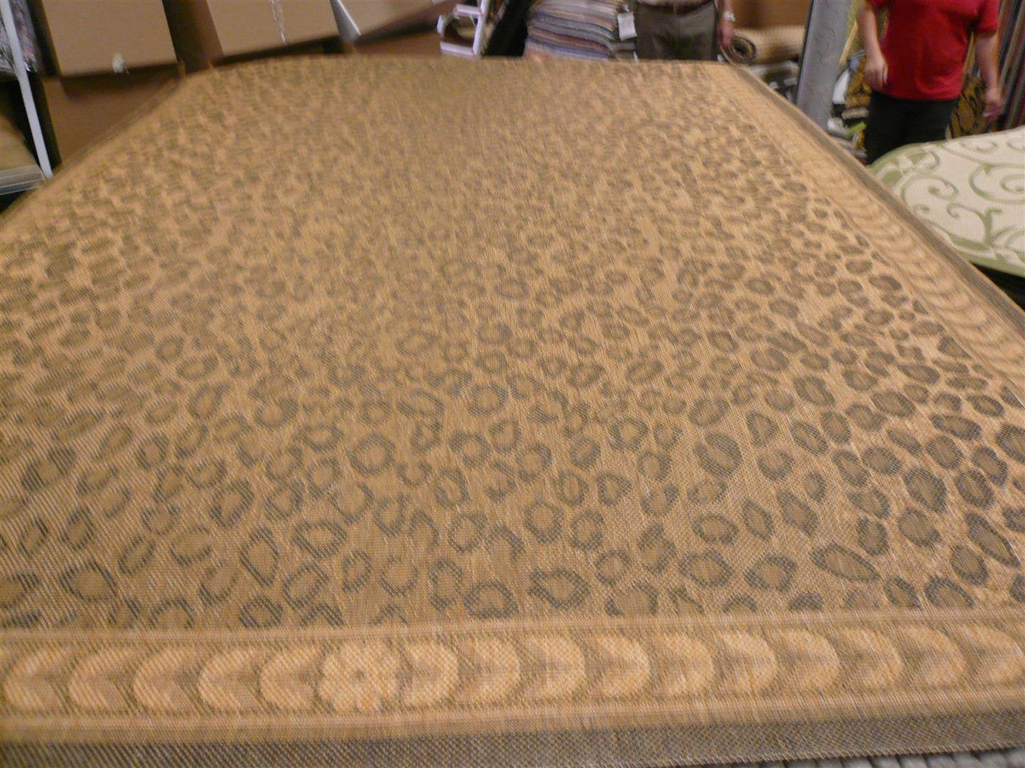 SAFAVIEH Washable Rug Outdoor Courtyard Collection - 5'3" x 7'7", Natural & Gold, Non-Shedding & Easy Cleaning, Ideal for Patio, Backyard, Mudroom (CY6100-39)