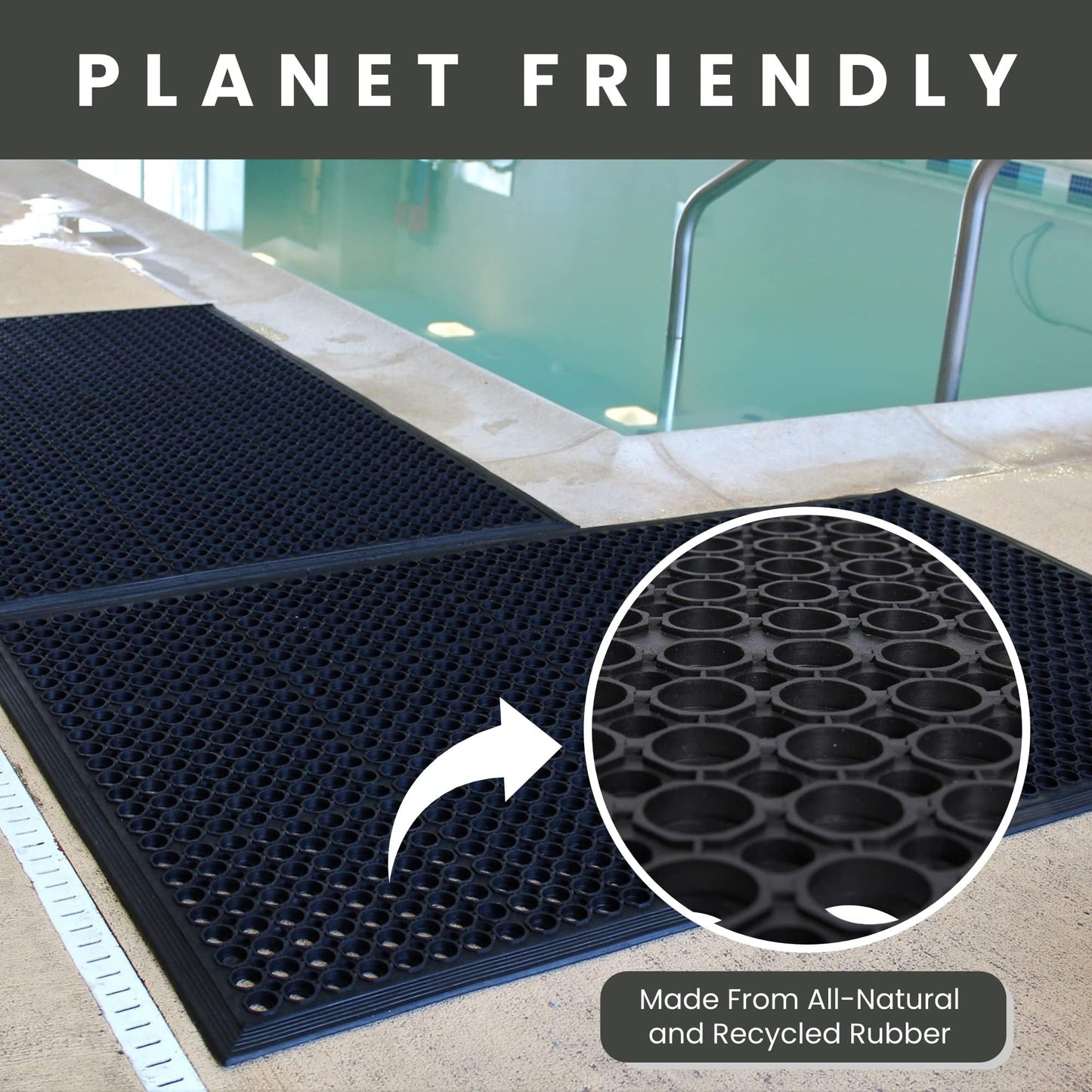 Envelor Anti Fatigue Mats for Kitchen Floor, Rubber Bar Mat, Non Slip Commercial Floor Mat with Drainage Holes, Indoor Outdoor Rubber Mat for Restaurant, Garage, Entryway, Entry Mat 24 x 36 in