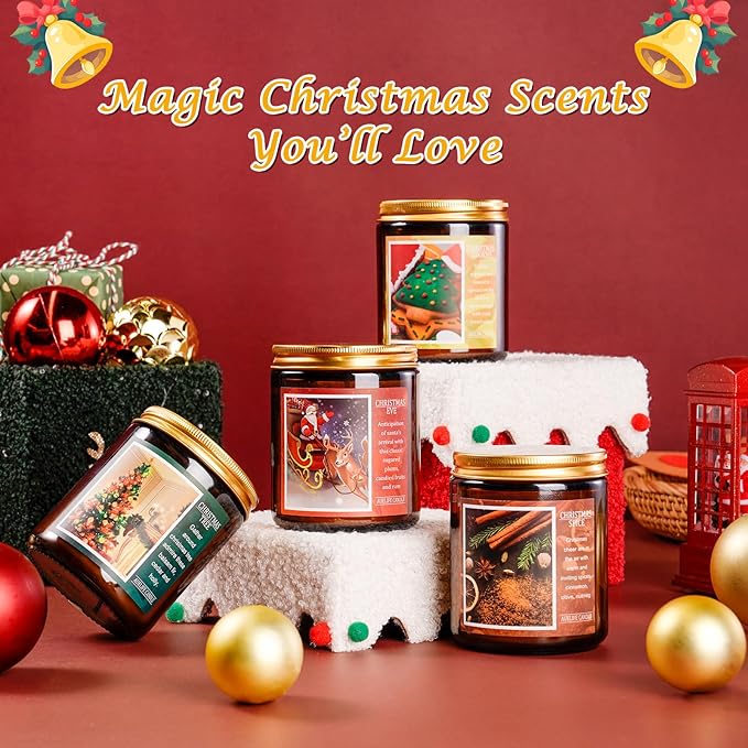 Christmas Tree Candle - Christmas Scented Candle, Aromatherapy Jar Candle for Home - Xmas Holiday Gifts for Women and Men, Soy Wax Candle for Home Scented, Cozy Winter Decoration, 7 oz