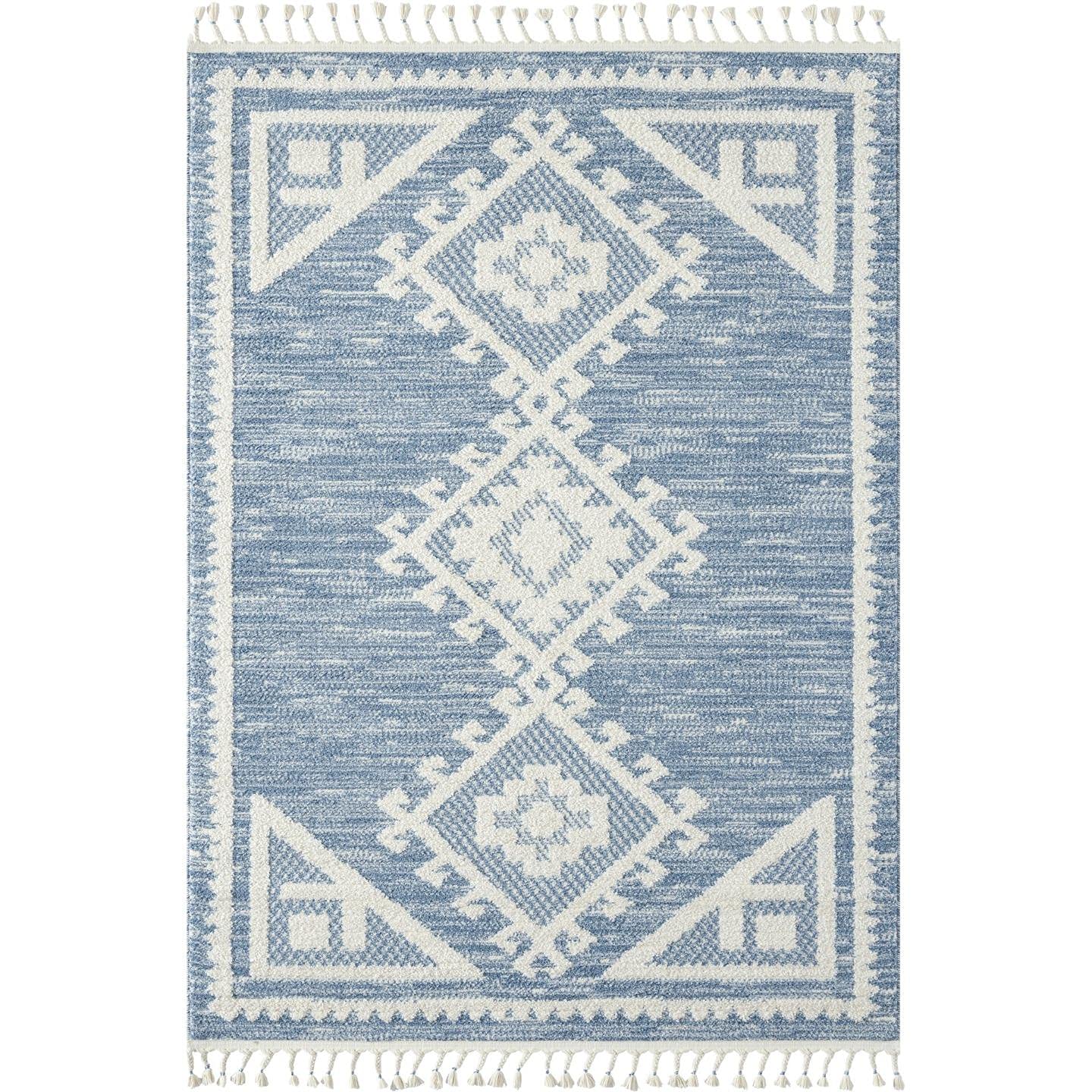 LUXE WEAVERS Ibiza Collection 8066 Blue 5x7 South Western Geometric Area Rug