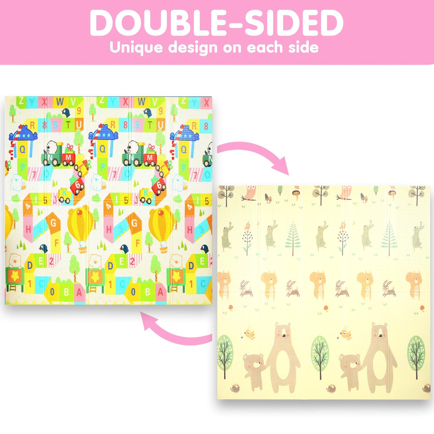 Bammax X-Large Waterproof & Foldable Baby Play Mat - 70" x 78" Crawling & Kids Play Mat - Maze & Bears