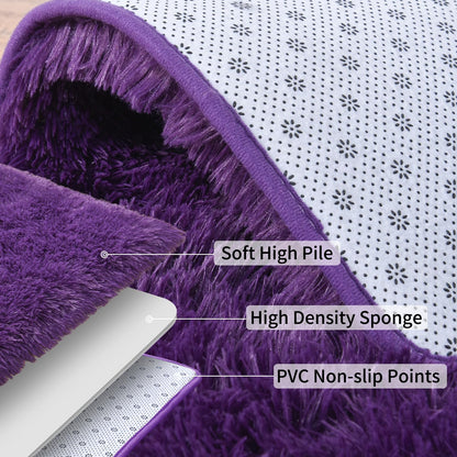 Ailyei 8x10 Large Area Rugs for Living Room, Ultra Soft Purple Big Shag Rug for Bedroom Nursery, Modern Fluffy Plush Carpet for Girls Boys Kids Room Dorm Home Decor, Upgrade Non-Slip