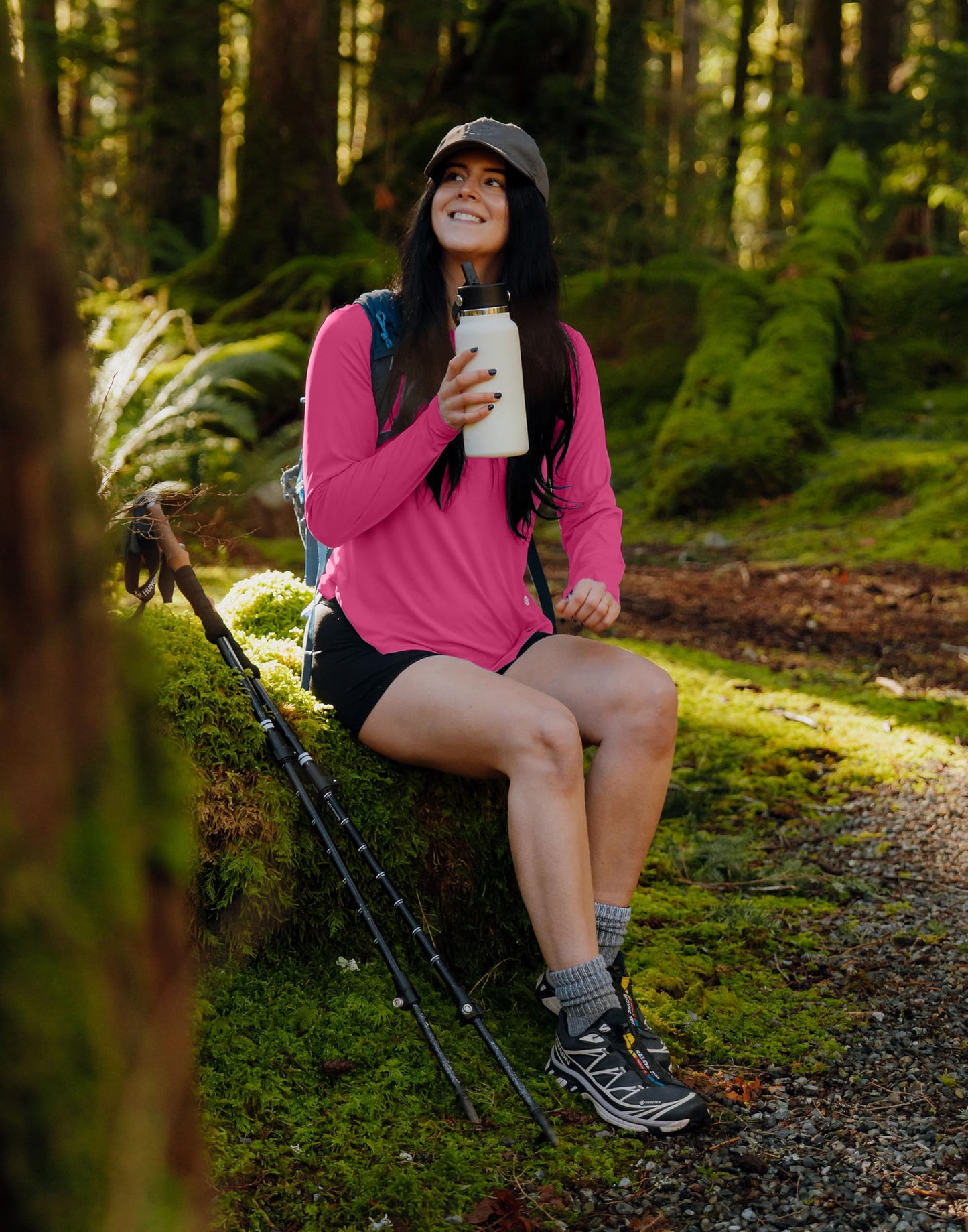Women's Sun Shirts UPF 50+ Long Sleeve UV Protection Shirt Lightweight Quick Dry Workout Hiking Tops for Women(Granita Pink,S)