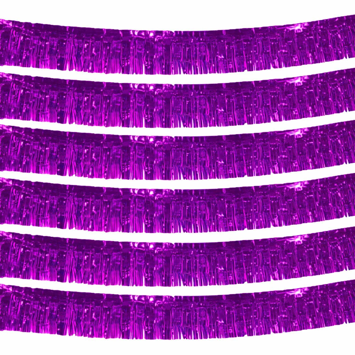 6 Pack 10 Feet Metallic Foil Fringe Tinsel Fringe Garland Wall Hanging Banner for Parade Floats, Wedding, Halloween, Bachelorette, Birthday (Purple)