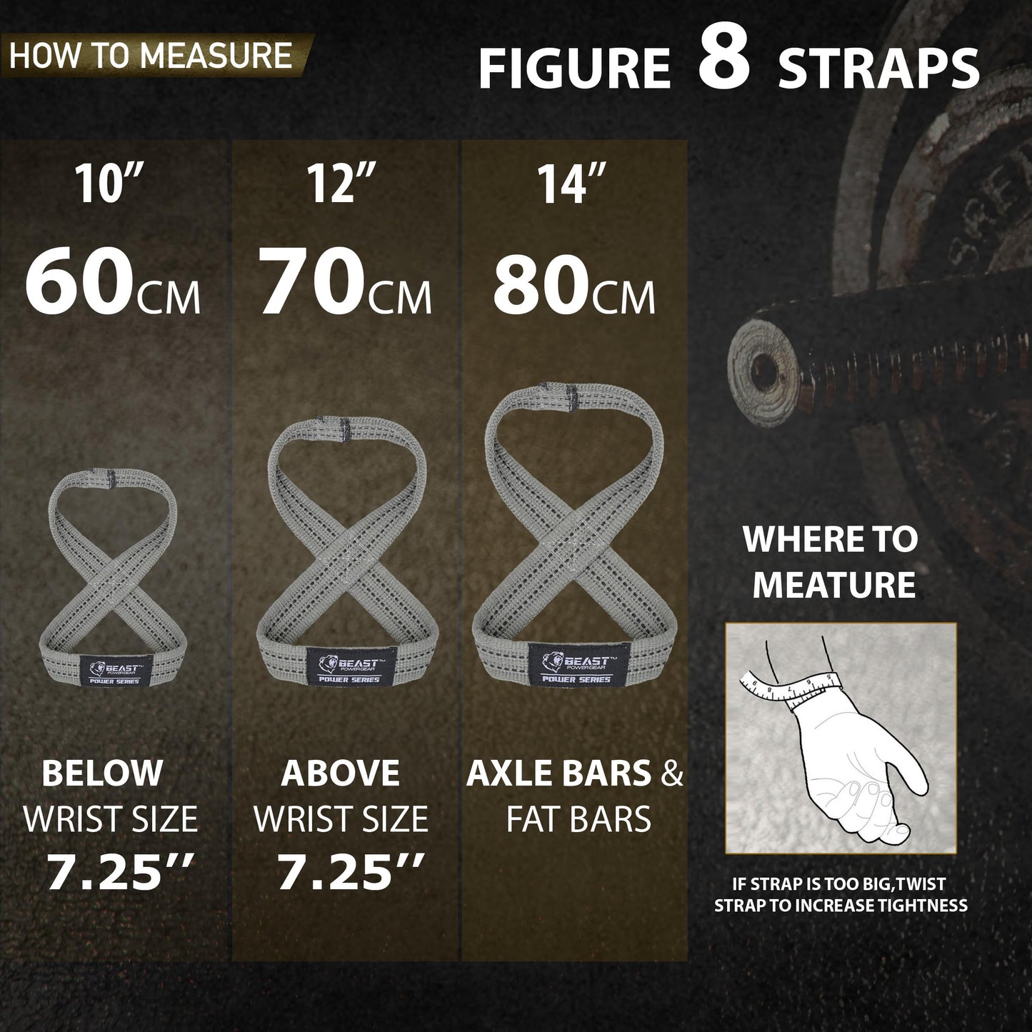 Figure 8 Lifting Strap- Strongman 10-14" Deadlift Straps- True Grip Support & Heavy Duty Wrist Straps for Weightlifting Women Men- Hand Straps for Weight Lifting Figure 8 Straps for Gym Workout