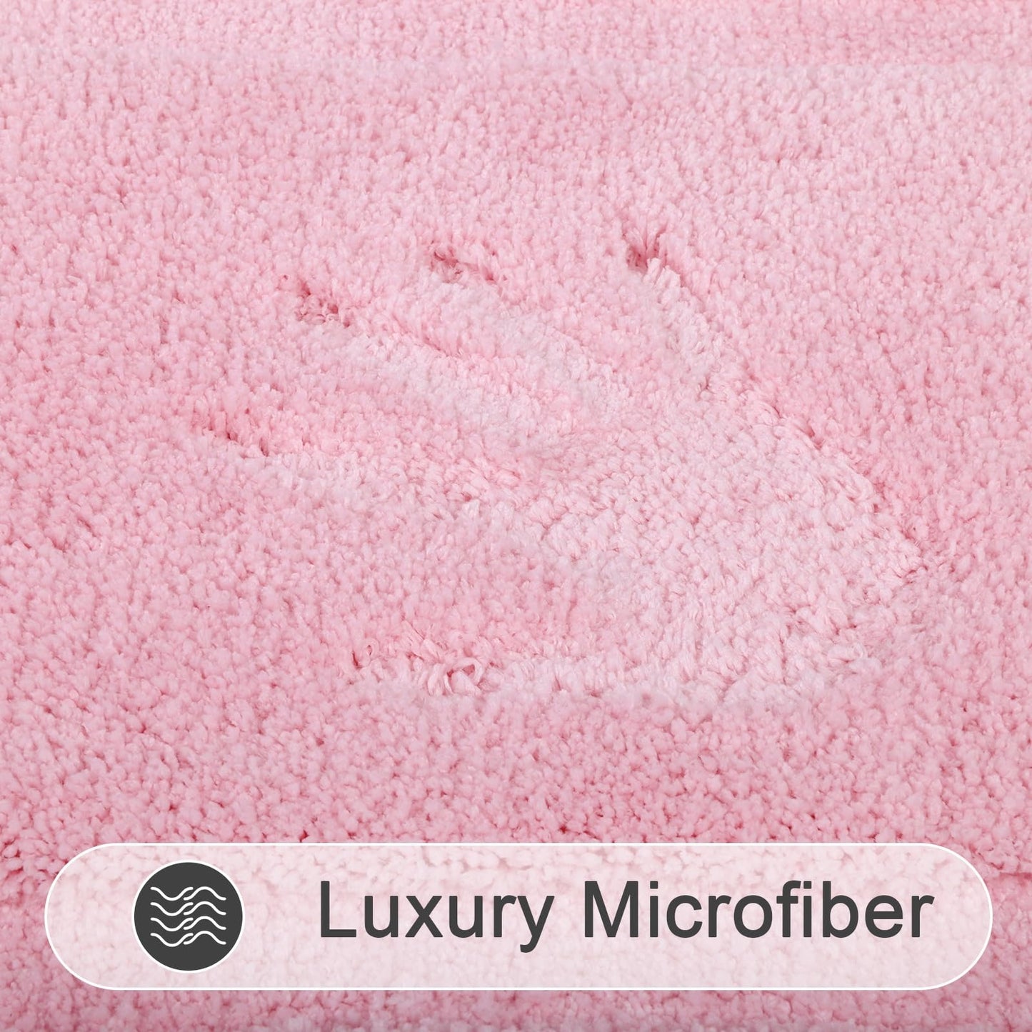 SHACOS Pink Bathroom Rugs 2 Piece Set 20x32 + 16x24 inch, Non Slip Bath Mat Microfiber Bathroom Rug, Soft Fluffy Water Absorbent Washable Bath Rugs