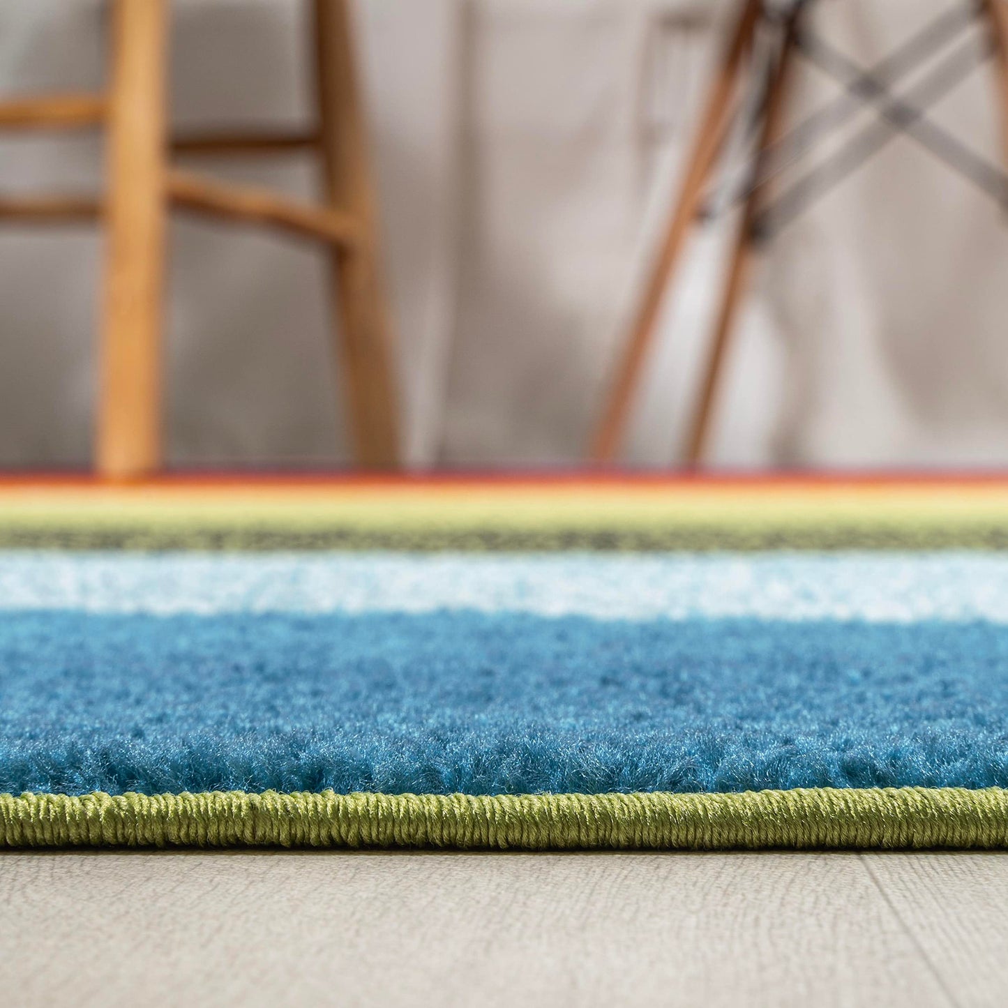 JONATHAN Y Prism Geometric Striped Indoor Area Rug 4x6, Orange/Green/Blue, Modern, Coastal, Easy-Cleaning for Living Room, Bedroom, Kitchen, Pet Friendly, Non-Shedding (DZC101A-4)