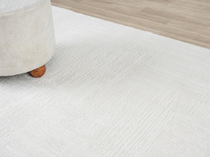 RUGGERRUGS Amy Modern Abstract Area Rug for Living Room, 5x7 Contemporary Textured Geometric Cream Neutral Rug, Stain Resistant Non-Shedding Carpet for Bedroom, Dining Room or Kitchen (5' x 7', Cream)
