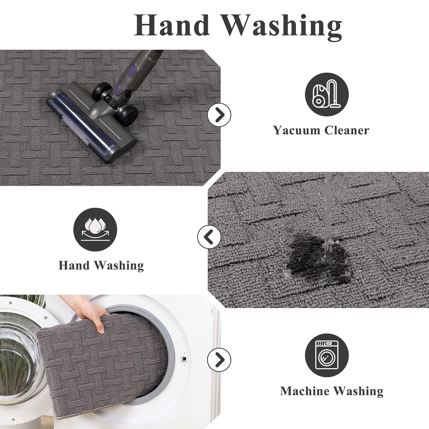 Ileading Indoor Door Mat 32"x48", Absorbent Dog Muddy Paws Mat, Low-Profile Entrance Runner Carpet with Non-Slip Rubber Backing, Washable Inside Welcome Mat for Hallway,Entryway,Kitchen (Grey)