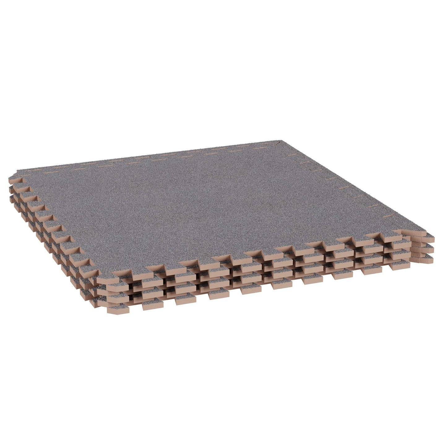 Stalwart Foam Mat Floor Tiles-Interlocking EVA Foam Padding with Soft Carpet Top for Exercise, Yoga, Kids Playroom, Garage, Basement-6PC Set (Gray)