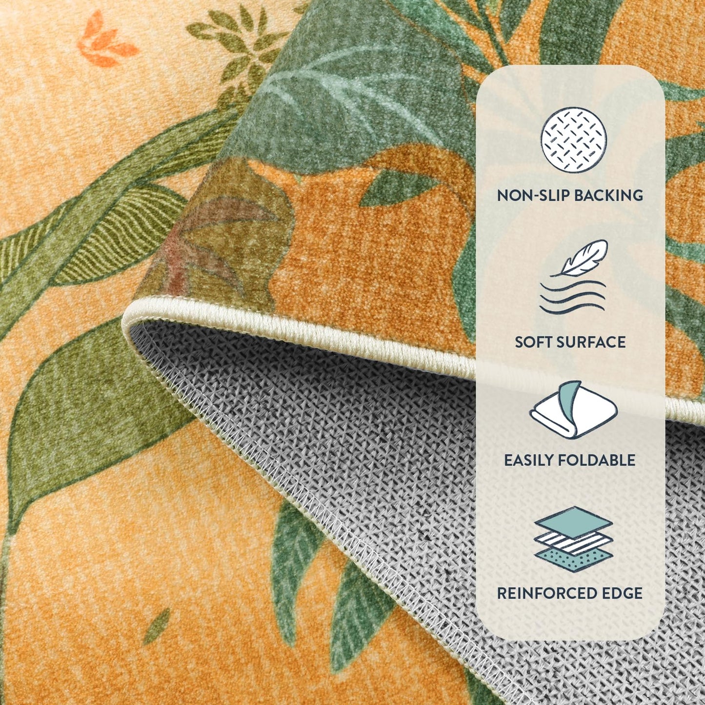 Lahome Jovence Fall Jungle 5x7 Autumn Rug for Living Room Bedroom Machine Washable Carpet, Soft Sunset Kids Rugs for Playroom, Forest Rug Non Slip Non Shedding Orange Indoor Carpet for Nursery Office