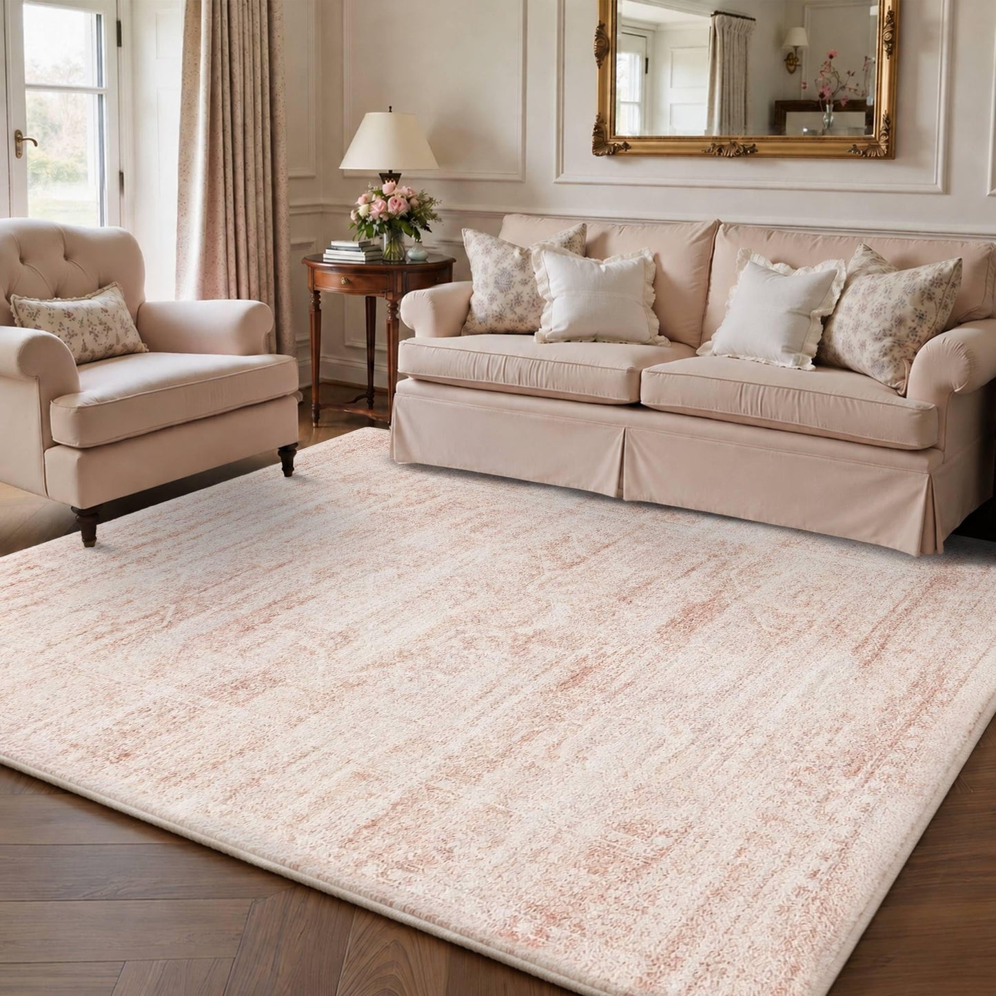 Latte&Fog Ultra Soft Thick Plush Bounce-Back,5x7 Area Rugs for Living Room, High Pile Resilient Padded Cloud-Like Pink Rug for Girls Bedroom, Kids Nursery, Dorm, Non Slip Carpet for Playroom Classroom