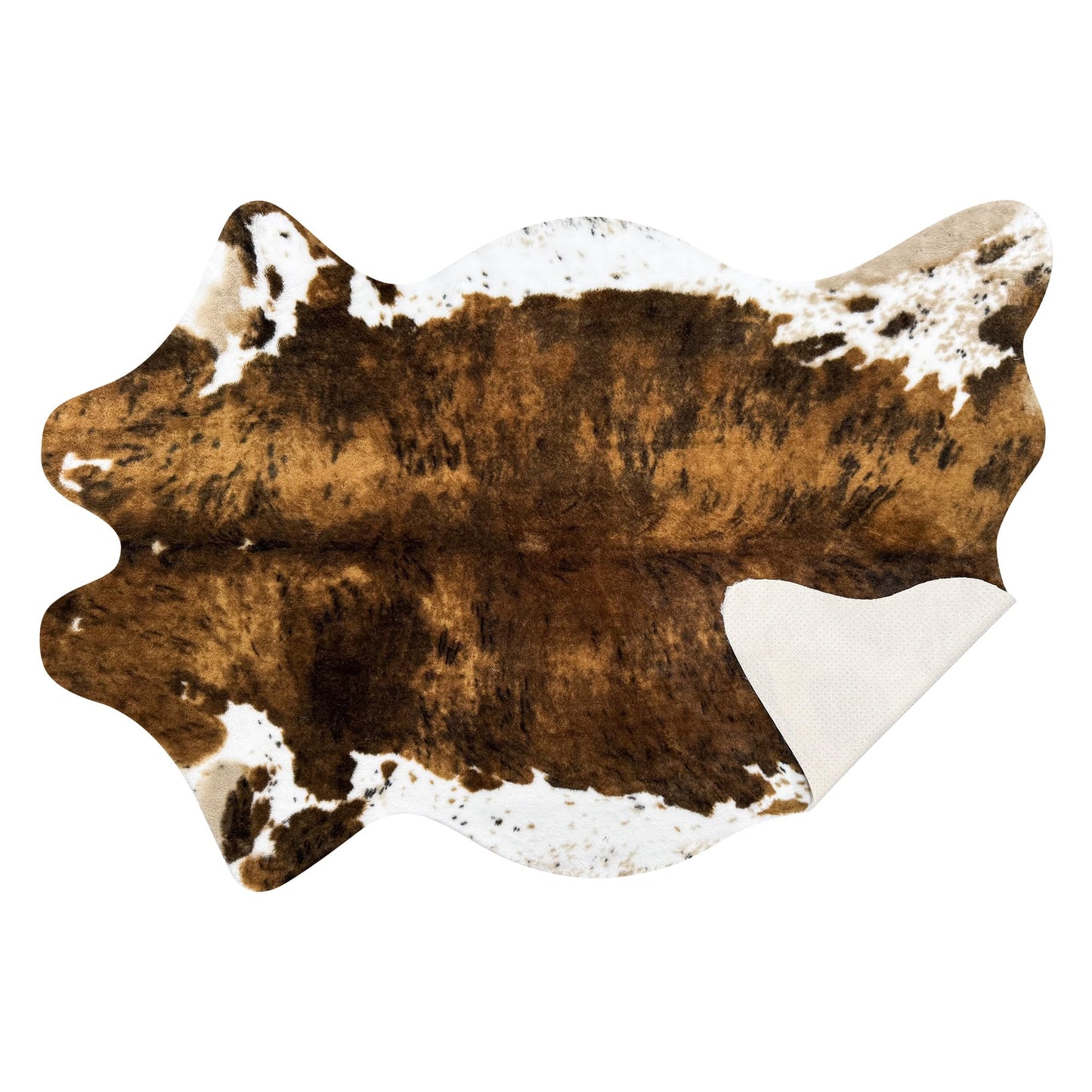 Aoczes Small Faux Cowhide Rug Cow Carpet Western Home Decor Cow Print Area Rug for Bedroom, Living Room, Kids Room, Table, Office, Brown, Mat, 3.6x2.46 Feet(75x110cm)