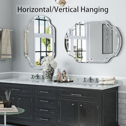 Decorative Mirrors for Wall Decor, 24" x 36" Large Beveled Wall Mirror for Living Rroom Dining Room Bathroom Bedroom Entryway, Vanity Mirror Hang Horizontally or Vertically