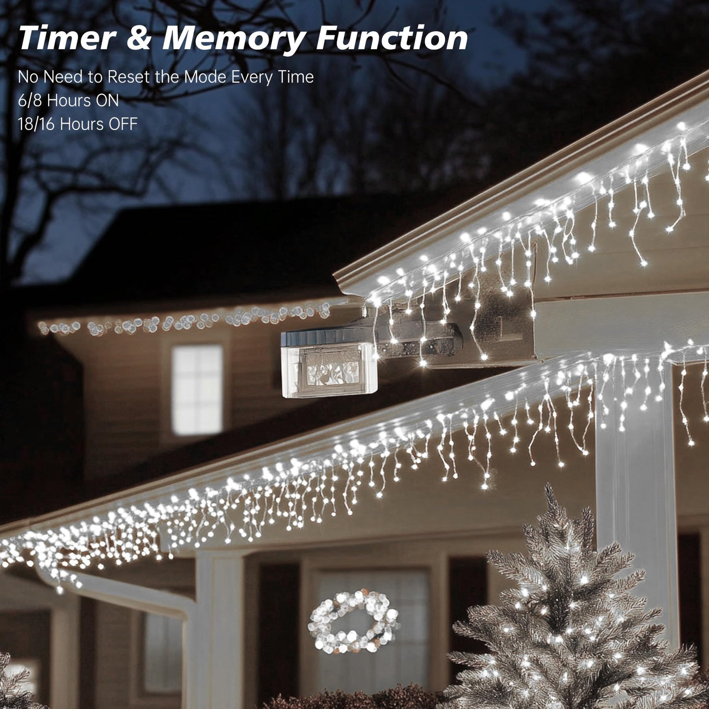 TOPPORTED Icicle Christmas Lights Outdoor,520 LED 49.2FT 8 Modes with 80 Drops Cool White Icicle Lights,Remote Control Outdoor Indoor Fairy String Lights for Christmas Party,Holiday Decorations