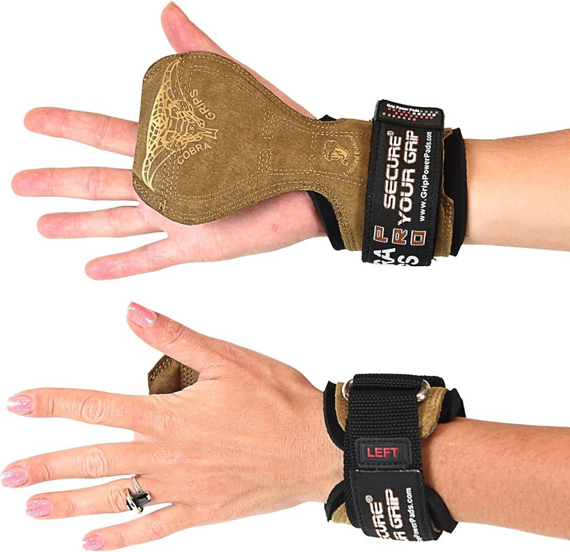 Cobra Grips FIT Leather Weight Lifting Gloves - Heavy Duty Straps for Deadlifts | Adjustable Neoprene Padding