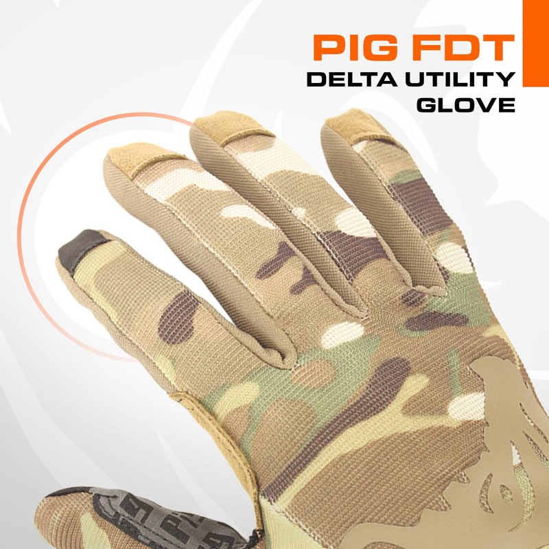 PIG FDT Delta Utility Gloves, Touchscreen Compatible, High Dexterity for Shooting Sports, 1 Pair, Multicam, 2X-Large