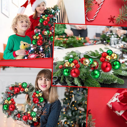 8 Pcs Christmas Ball Tree Picks 7.87 Inch Red Green Gold Christmas Ornaments Picks Xmas Tree Toppers Decorations for Xmas Floral Vase Fillers Wreath Stairs Garland Decoration Supplies