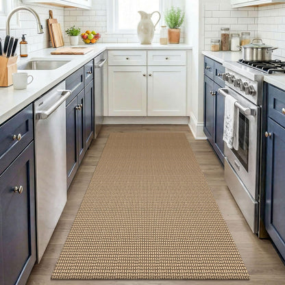 KOZYFLY Washable 3x4 Woven Entry Area Rug, Braided Throw Rugs for Entryway, Non Slip Door Mat Indoor Outdoor Entrance, Front Porch Foyer Carpet for Kitchen, mudroom, Bathroom, Orange Beige/Tan/Brown