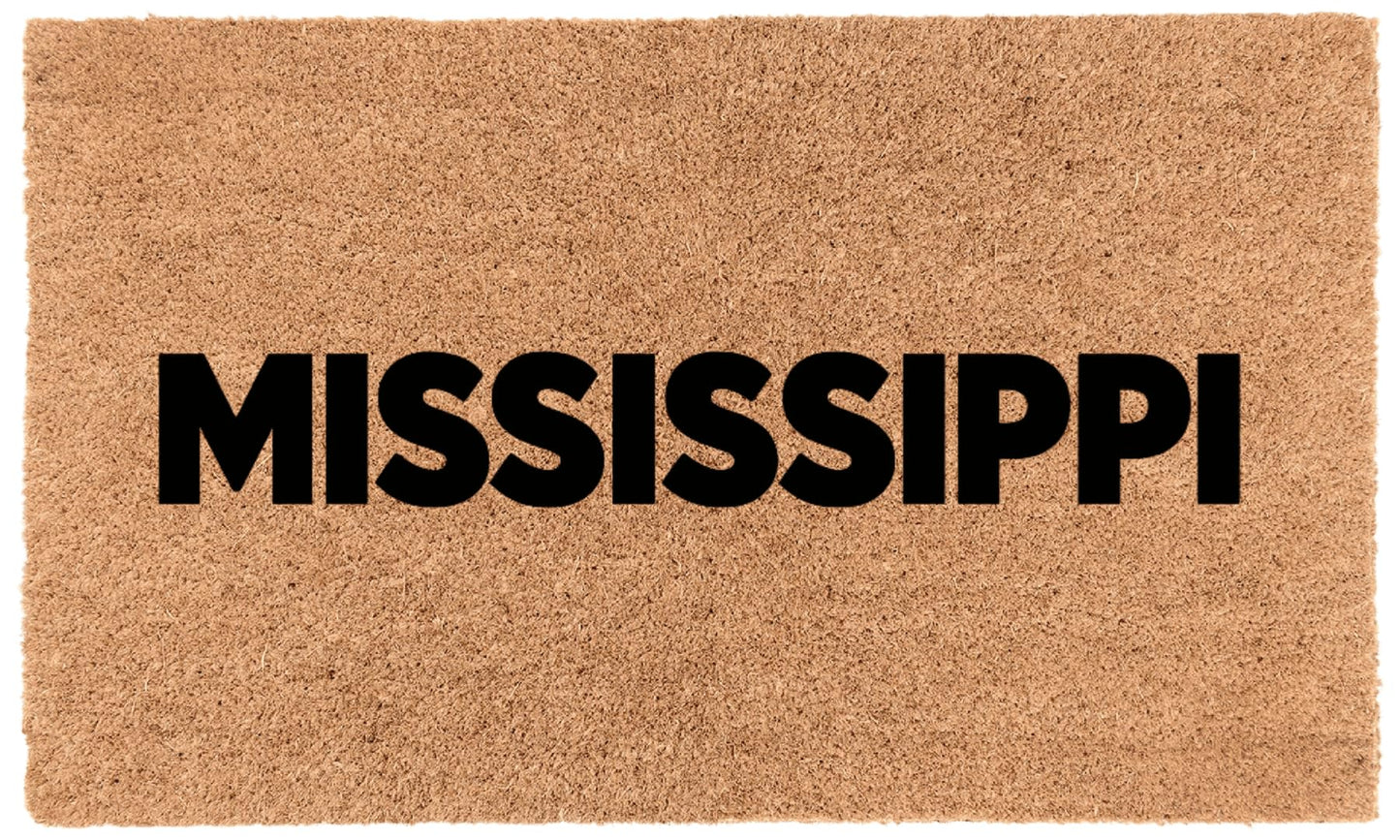 COCO MATS 'N MORE USA States Coir Doormat – Durable Natural Fiber Welcome Mat Outdoor for Every State Design, Stylish Front Door Mat, Heavy Duty Outdoor Doormat for Entryway| Mississippi| 14" X 22"