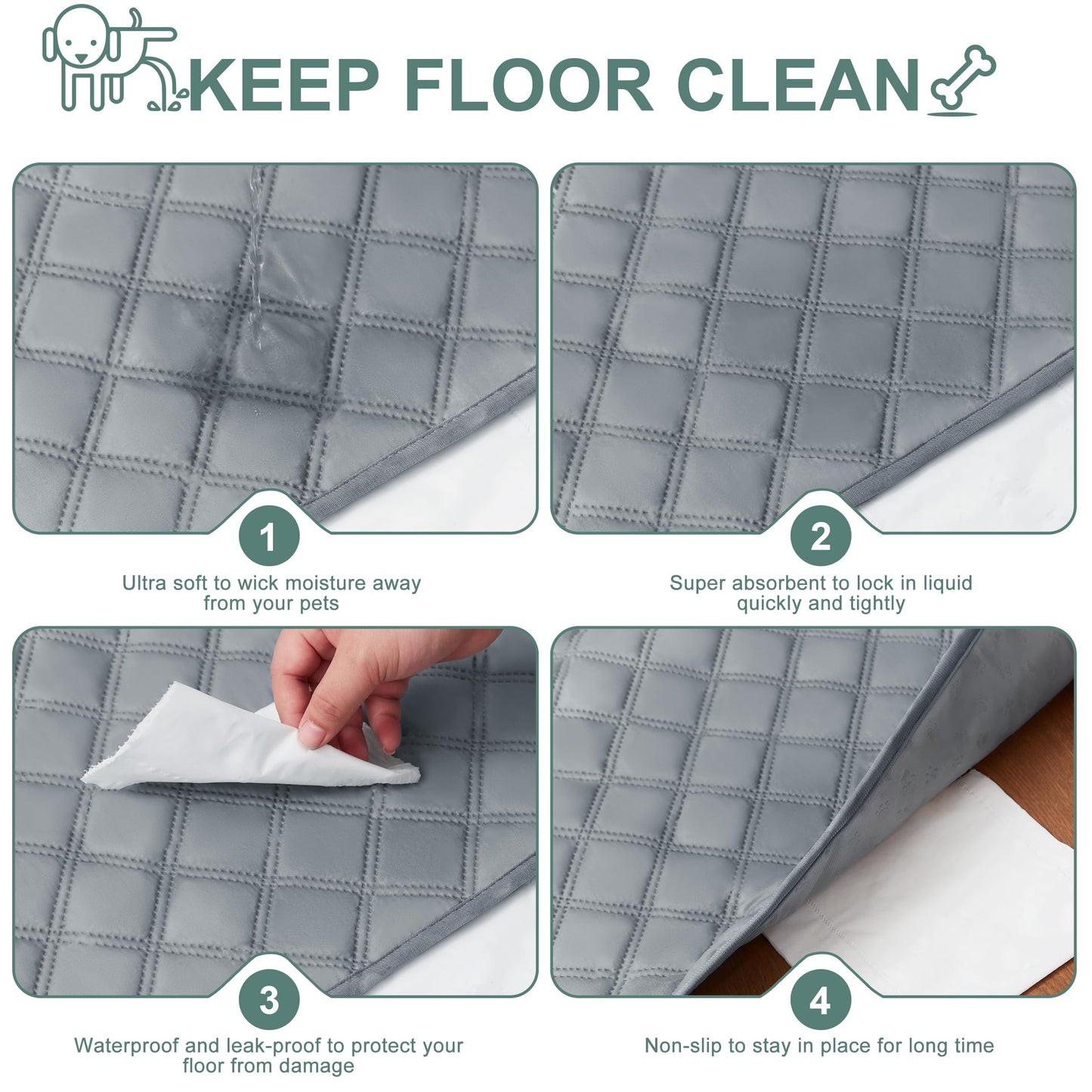 Eterish Reusable Washable Pee Pads for Dogs Large/Extra Large 36'' x 41'' 2 Pack, Absorbent Pet Puppy Dog Training Pads Non-Slip, Waterproof Whelping Potty Pads for Dogs Leak-Proof