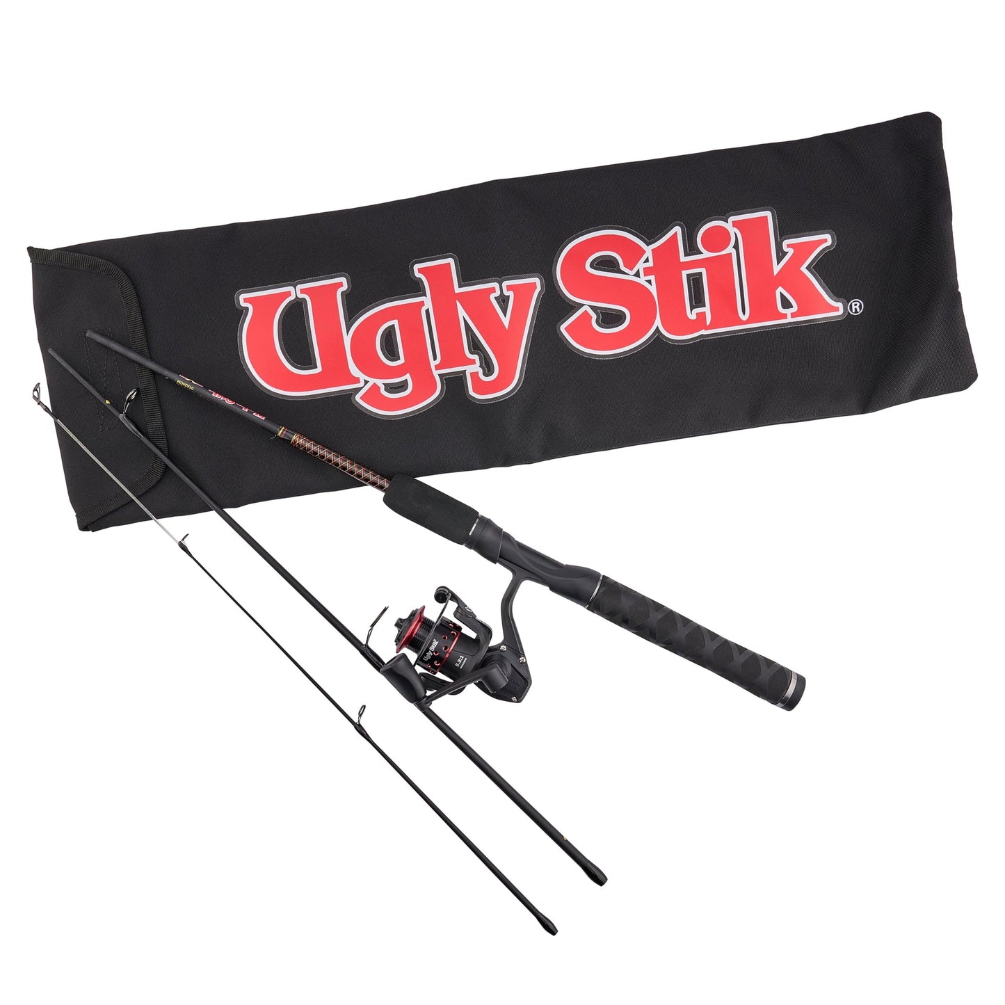 Ugly Stik GX2 Spinning Reel and 5' Fishing Rod Combo Travel Kit, Includes Cloth Travel Bag, 3-Piece, Graphite and Fiberglass Rod with Clear Tip Design