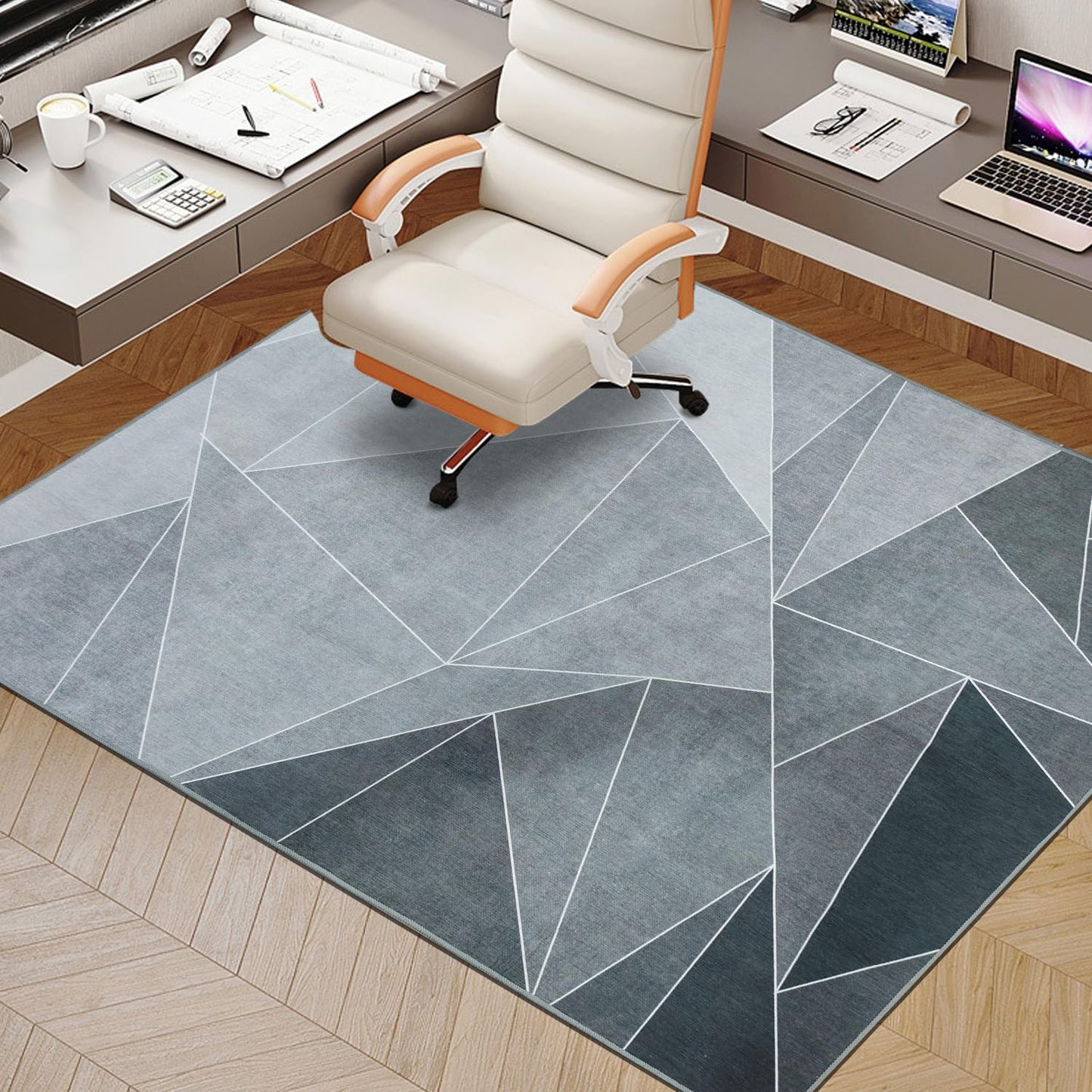 SAIKOOWA Office Chair Mat for Hardwood Floor,60“*48” Heavy Duty Floor Mat for Office Chair,Rolling Desk Chair Mat - 3.86lbs Anti-SlipChair Mat for Laminate/Tile Floor Black Grey