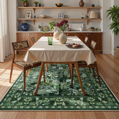 Anidaroel Green Botanical Floral Washable 5x7 Area Rugs, Abstract Large Rugs for Living Room Non-Slip Soft Modern Rugs for Bedroom, Stain Resistant Accent Floor Carpet for Dining Room Entryway