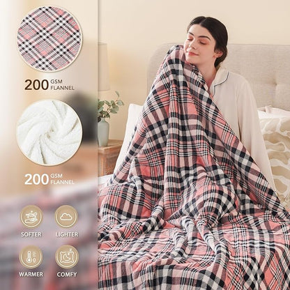 Homemate Electric Blanket Heated King Size - 100“x90“ Ultra Soft Cozy Flannel Heating Blanket with 10 Fast Heat Levels 8 Hours Auto Off Over-Heated Protection ETL Certification Keep Warm in Home